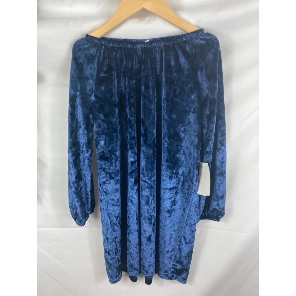 COPY - Harper Canyon Girls Blue Chinoise Crushed Velvet Long Sleeves Dress